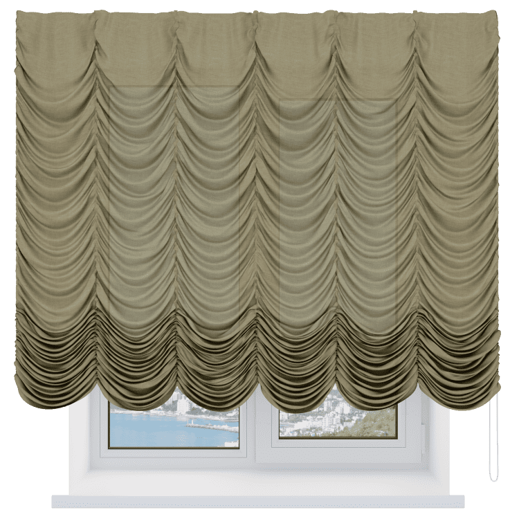 Французская штора «Кортин», выполнена из льна, цвет коричневый