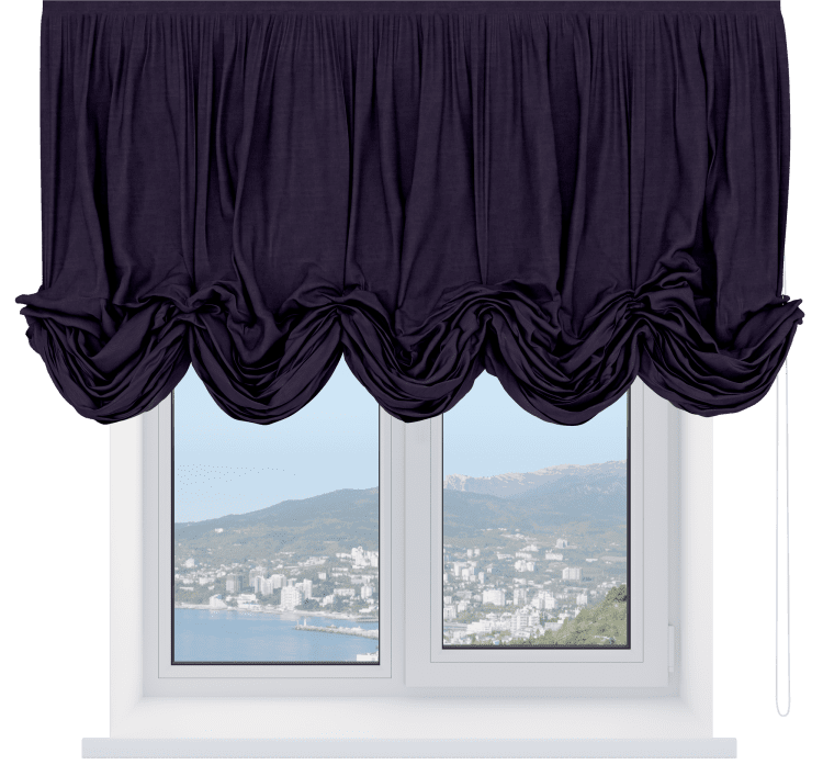 Австрийская штора «Кортин», ткань вельвет тёмно-фиолетовый